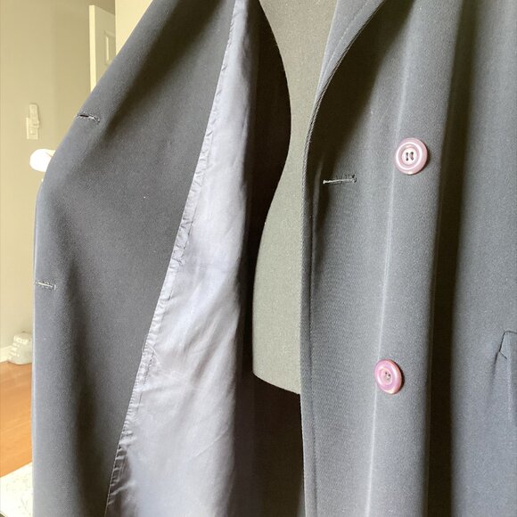 VINTAGE Jones New York Women's Double Breasted Maxi Coat Navy - Picture 7 of 12